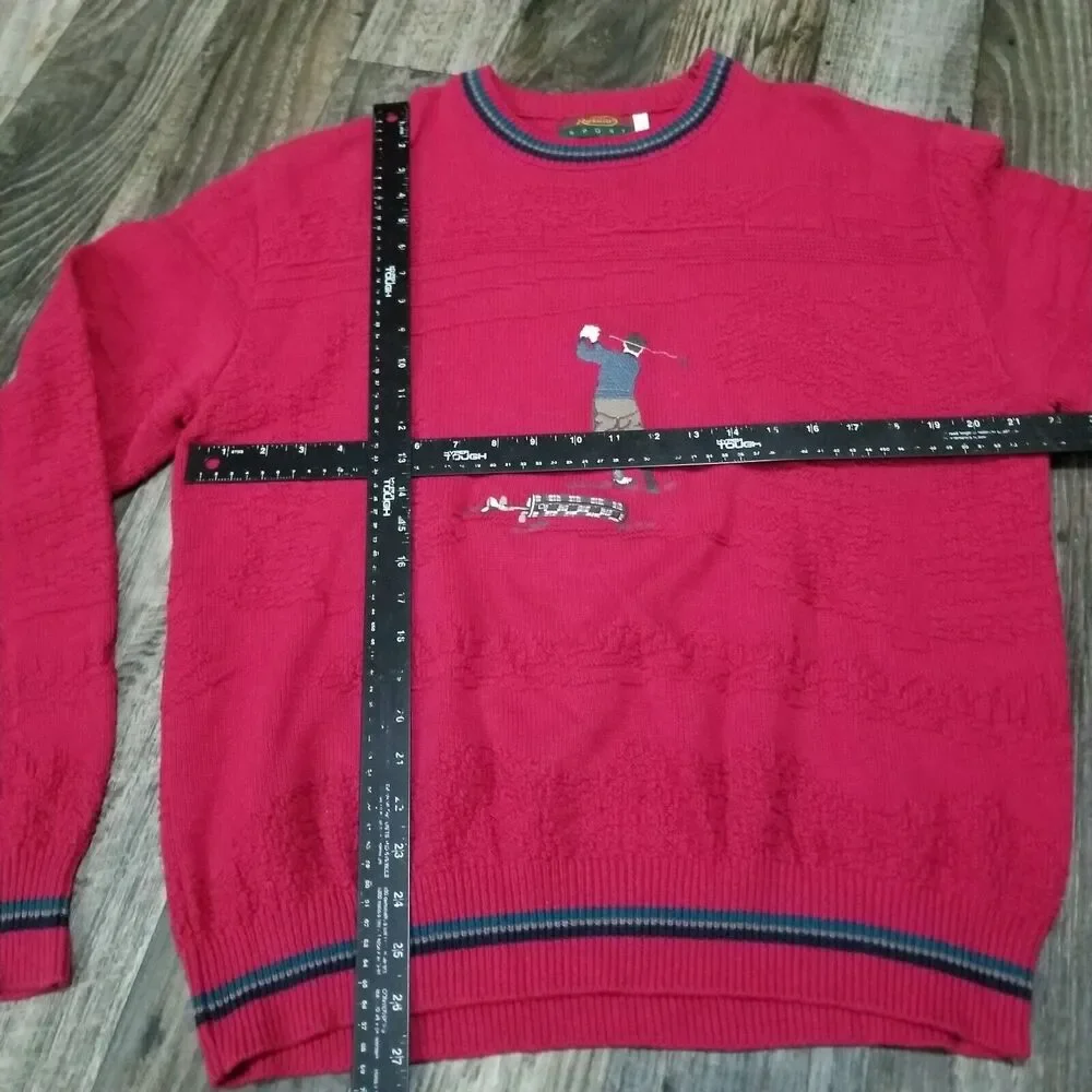 Vintage Heavyweight Resilio Sport Sweater Mens Large Red‎ Golf Golfing